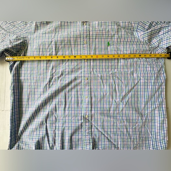 Ralph Lauren Shirt Mens XL‎ Blue Pink Plaid Short Sleeve Green Pony - Picture 4 of 8